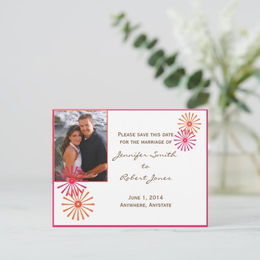 Retro met een moderne Twist Starburst Aankondigingskaart (Staand voorkant)