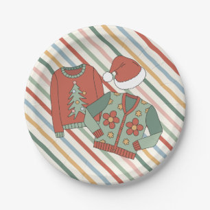 Retro met kerst — Ugly Sweater Party Paper Borden Papieren Bordje