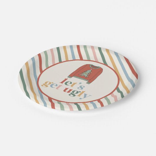 Retro met kerst — Ugly Sweater Party Paper Borden Papieren Bordje (Gekanteld)