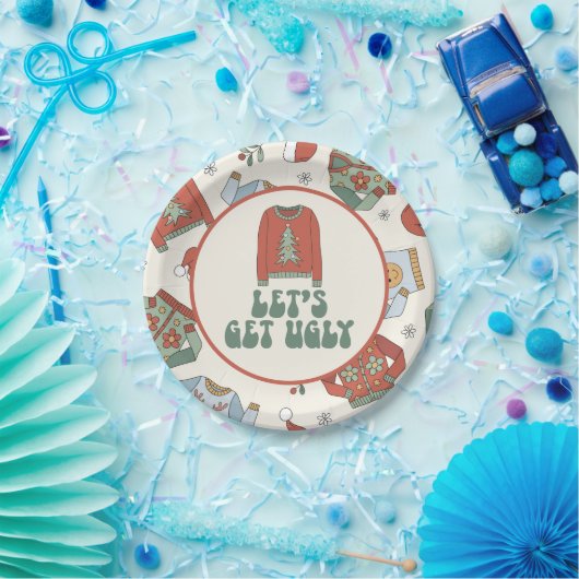 Retro met kerst — Ugly Sweater Party Paper Borden Papieren Bordje (Feest)