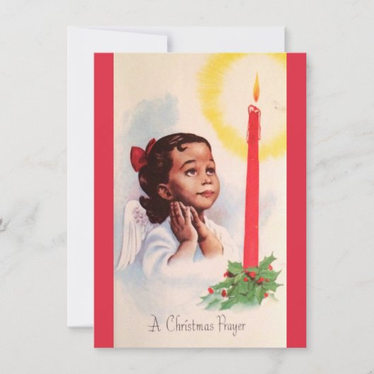  Retro met Kerstmis, Afrikaans engel, bidden Feestdagenkaart (Voorkant)
