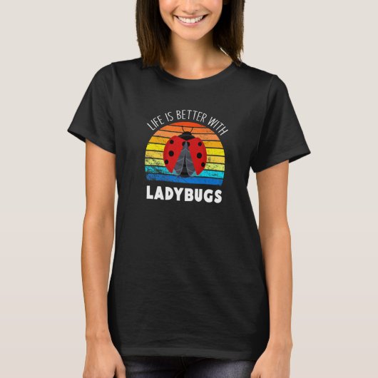 Retro  met Ladybugs Dierlijke Insect T-shirt (Voorkant)