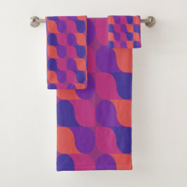 Retro Metaballen Abstract Geometrisch Patroon Bad Handdoek