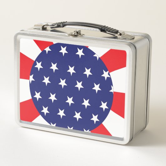 Retro Metal Lunchbox With Stars and Stripes  (Voorkant)
