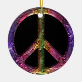 Retro Metallic Grunge Peace Sign-decor Keramisch Ornament (Voorkant)