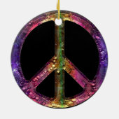 Retro Metallic Grunge Peace Sign-decor Keramisch Ornament (Achterkant)