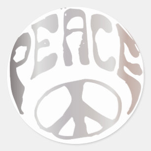 Retro Metallic-Pink Peace Sign Grafisch Ronde Sticker