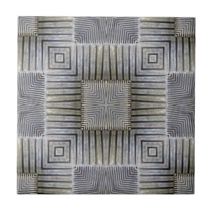 Retro Metallic Silver Decorative Squares Patroon Tegeltje