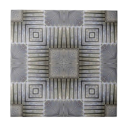 Retro Metallic Silver Decorative Squares Patroon Tegeltje (Voorkant)