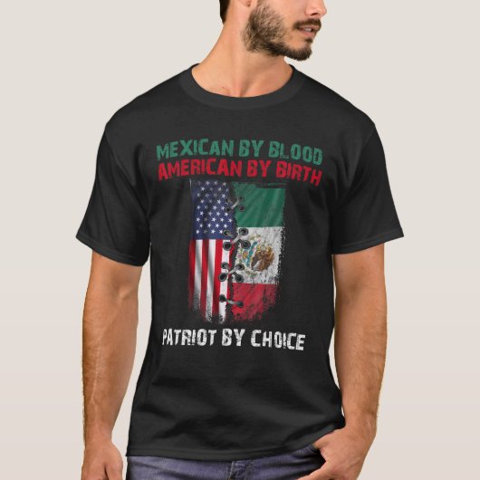 Retro Mexicaan door bloed Amerikaan door geboortec T-shirt (Voorkant)