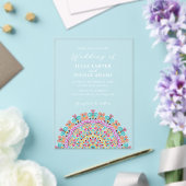 Retro Mexicaans Terrein Bloeiende Mandala bruiloft Acryl Uitnodigingen (Insitu (Huwelijk))