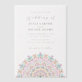 Retro Mexicaans Terrein Bloeiende Mandala bruiloft Vellum Uitnodigingen (Voorkant)