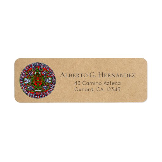 Retro Mexicaanse Azteekse Kalender Sunstone Hispan Etiket (Voorkant)