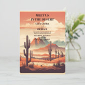 Retro Mexicaanse Cactus Woestijn Bruiloft Kaart (Staand voorkant)