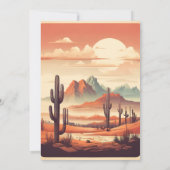 Retro Mexicaanse Cactus Woestijn Bruiloft Kaart (Achterkant)