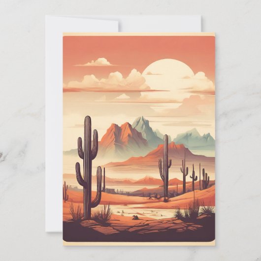 Retro Mexicaanse Cactus Woestijn Bruiloft Kaart (Achterkant)
