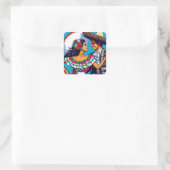 Retro Mexicaanse Dans Folklórische Fiesta Vierkante Sticker (Tas)