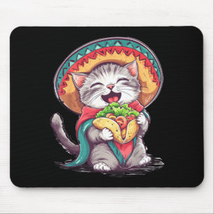 Retro Mexicaanse kat cinco de mayo kat sombrero po Muismat