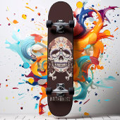 Retro Mexicaanse Suiker Schedel Aangepaste Naam Persoonlijk Skateboard