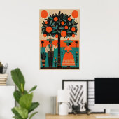 Retro Mexicaanse volkskunstprint Levendige Illustr Poster (Thuiskantoor)