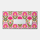 Retro Mexican Flowers Fuchsia Pink Floral Bureaumat (Keyboard & Muis)