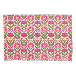 Retro Mexican Talavera Flowers Pink Boho Floral  Kussensloop