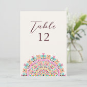 Retro Mexican Terrain Mandala Wedding Table Number Kaart (Staand voorkant)