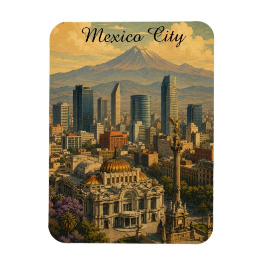 Retro Mexico Stad CDMX Reis Magneet (Verticaal)