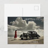 Retro Miami Beach 1940's roadster op het strand Briefkaart (Voorkant / Achterkant)