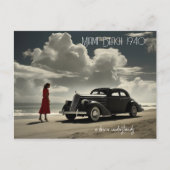 Retro Miami Beach 1940's roadster op het strand Briefkaart (Voorkant)