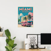 Retro Miami Beach Art Deco - Vintage Travel Poster (Thuiskantoor)