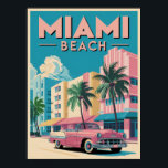 Retro Miami Beach Art Deco - Vintage Travel Poster<br><div class="desc">Breng de levendige Miami Beach-energie in uw ruimte met deze prachtige reisposter in stijl. Met kleurrijke Art Deco-gebouwen, palmbomen en een klassieke roze cabriolet, vangt dit kunstwerk perfect de nostalgische charme van de meest iconische stad van Zuid-Florida. De gedurfde typografie en heldere pastelkleuren maken dit een statement voor elke kamer....</div>