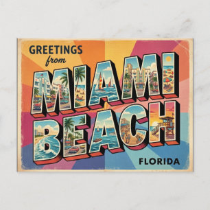 Retro Miami Beach Florida Reis Poster Ontwerp Briefkaart