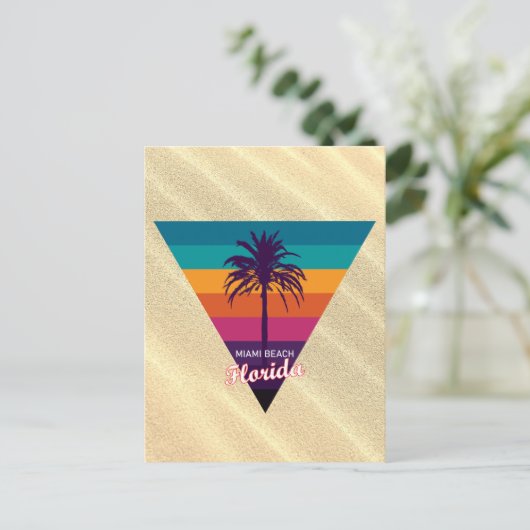 Retro Miami Beach Florida Revel Briefkaart (Staand voorkant)