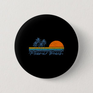 Retro Miami Beach Florida T-shirts Vrouwen Mannen Ronde Button 5,7 Cm