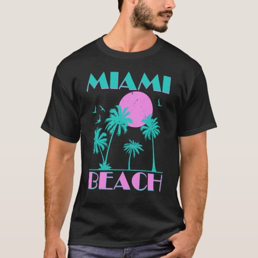 Retro Miami Beach Graphic Summer Holiday T-shirt (Voorkant)