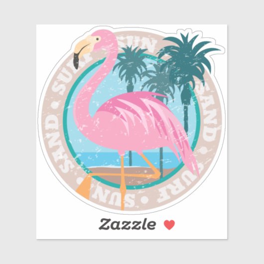 Retro Miami Beach Kijk Flamingo Sticker (Vel)