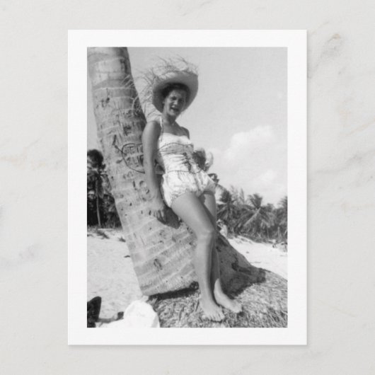 Retro Miami Beach Lady Foto van 1950 Briefkaart (Voorkant)