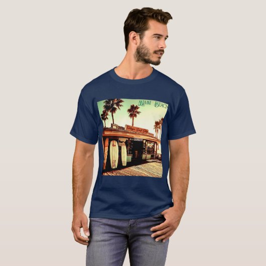 Retro | Miami Beach | Surf Winkelen | Unisex | T-s T-shirt (Voorkant volledig)