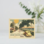 Retro Miami Briefkaart van 1920strand Ocean Drive (Staand voorkant)