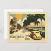 Retro Miami Briefkaart van 1920strand Ocean Drive (Voorkant / Achterkant)