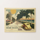Retro Miami Briefkaart van 1920strand Ocean Drive Legpuzzel (Horizontaal)