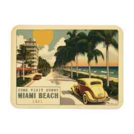 Retro Miami Briefkaart van 1920strand Ocean Drive Magneet