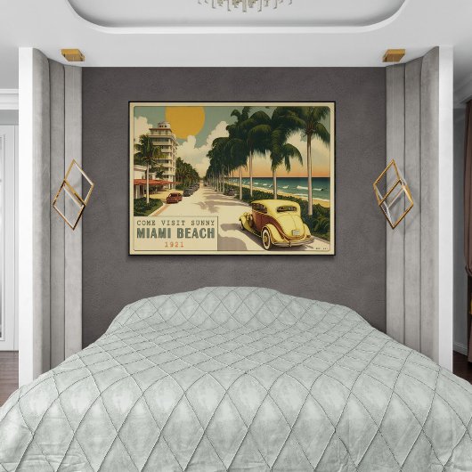 Retro Miami Briefkaart van 1920strand Ocean Drive Poster