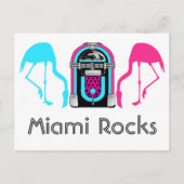 Retro Miami Flamingo's Diner Jukebox Briefkaart (Voorkant)