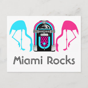 Retro Miami Flamingo's Diner Jukebox Briefkaart