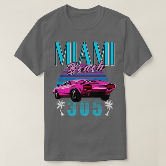Retro Miami Florida 305 T-shirt (Design voorkant)