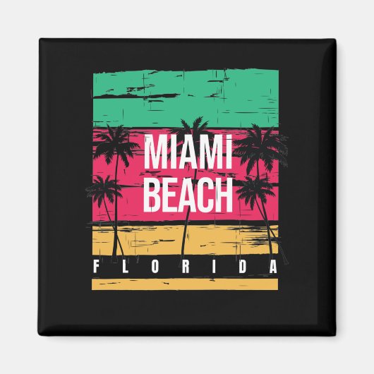 Retro Miami Florida Beach Souvenir Magneet (Voorkant)