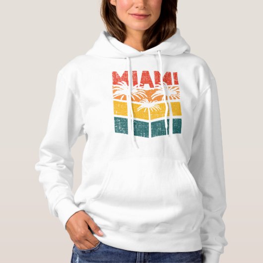 Retro Miami Florida Beach Souvenir Palm Tree 80's Hoodie (Voorkant)