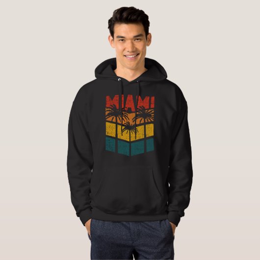 Retro Miami Florida Beach Souvenir Palm Tree 80's Hoodie (Voorkant volledig)